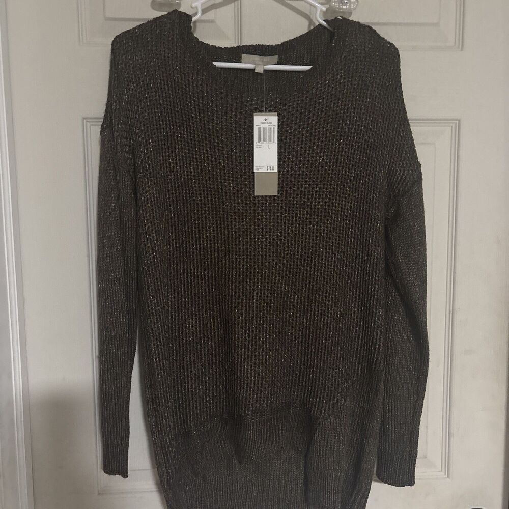 Joan Vass Women’s  Knit Ember Glow Cocoa CanelaSweater Large